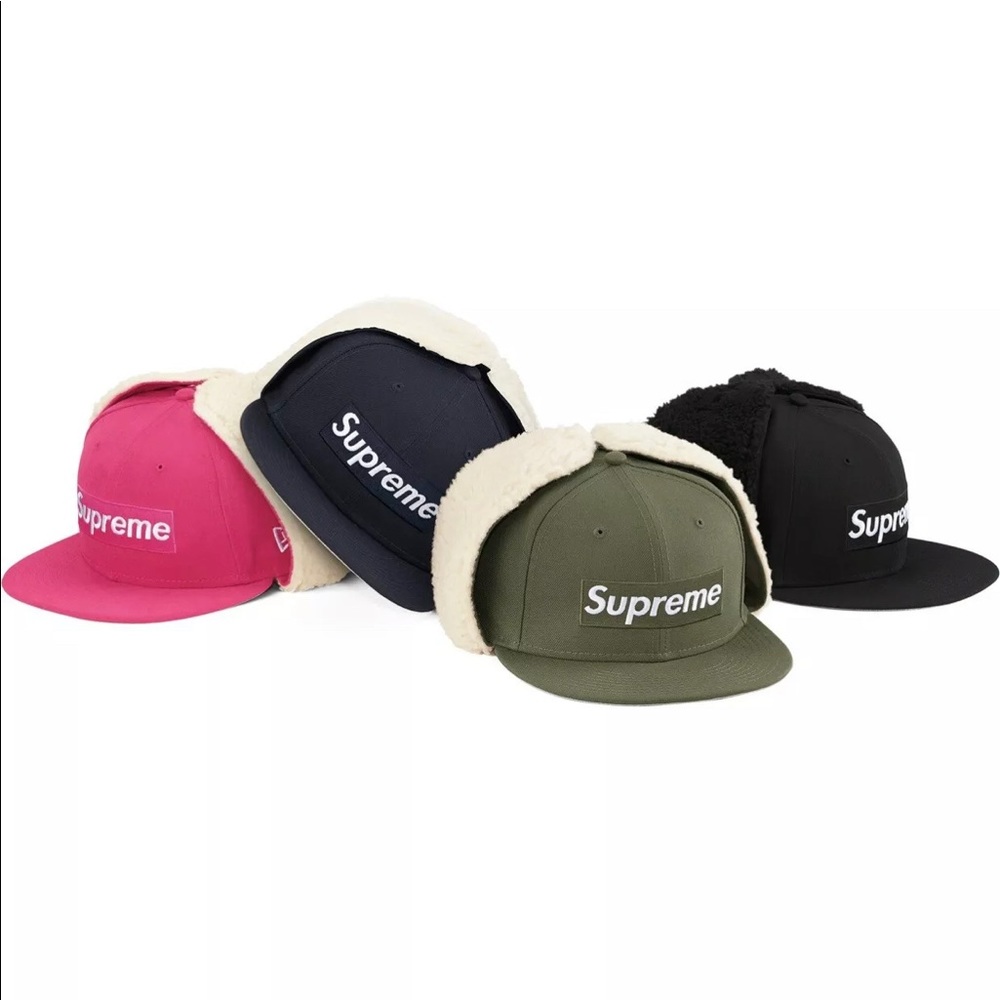 Supreme New Era Navy Earflap Box Logo New With Tags